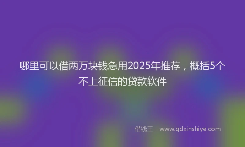 哪里可以借两万块钱急用2025年推荐，概括5个不上征信的贷款软件