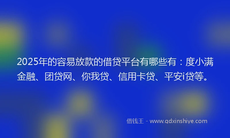 2025年的容易放款的借贷平台有哪些有：度小满金融、团贷网、你我贷、信用卡贷、平安i贷等。