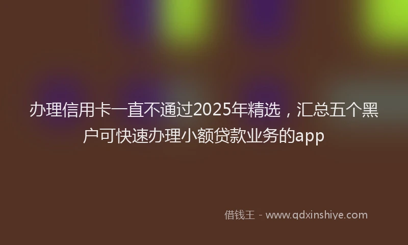办理信用卡一直不通过2025年精选，汇总五个黑户可快速办理小额贷款业务的app
