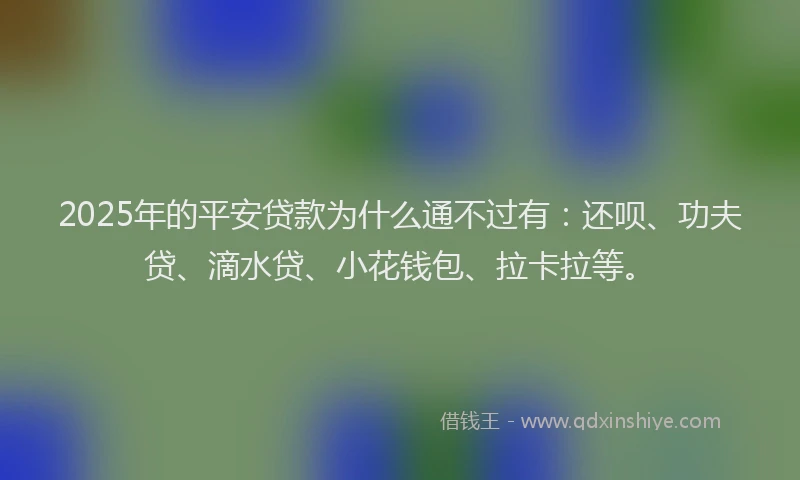 2025年的平安贷款为什么通不过有：还呗、功夫贷、滴水贷、小花钱包、拉卡拉等。