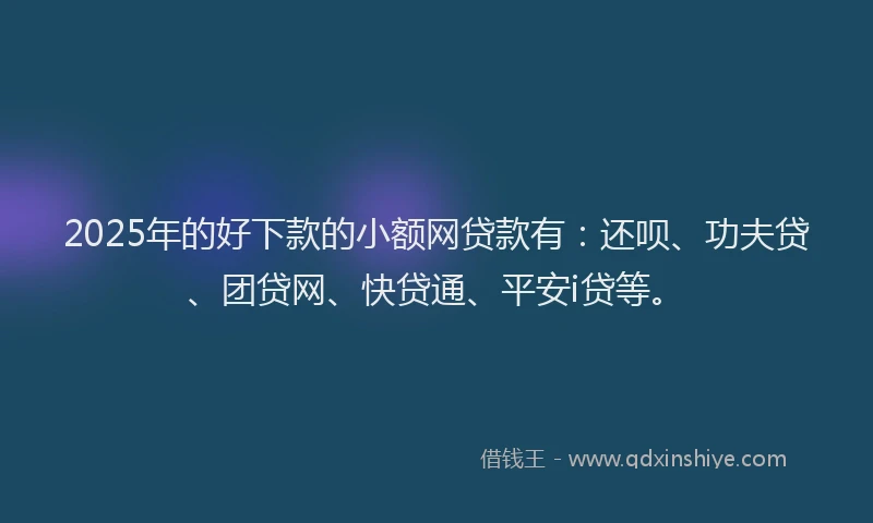 2025年的好下款的小额网贷款有：还呗、功夫贷、团贷网、快贷通、平安i贷等。