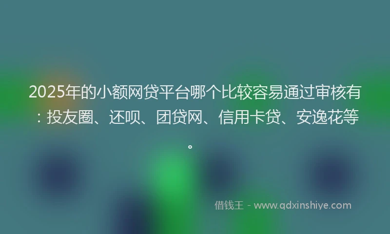 2025年的小额网贷平台哪个比较容易通过审核有：投友圈、还呗、团贷网、信用卡贷、安逸花等。