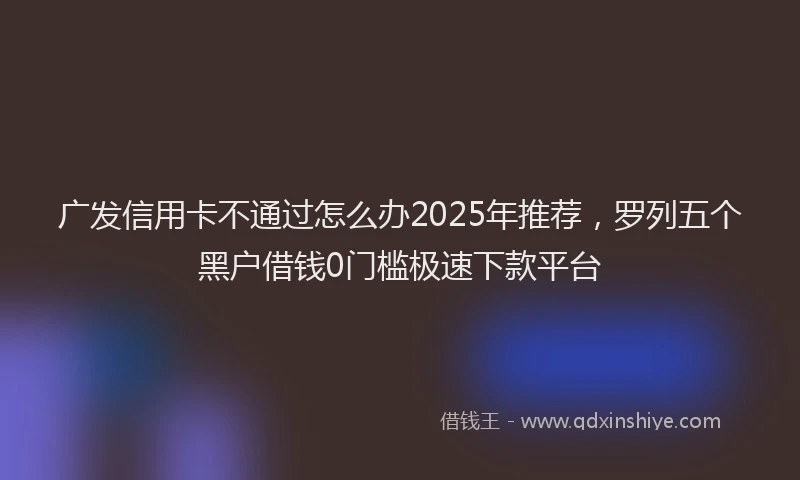 广发信用卡不通过怎么办2025年推荐，罗列五个黑户借钱0门槛极速下款平台