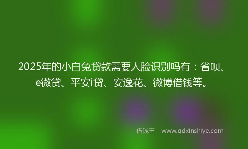 2025年的小白兔贷款需要人脸识别吗有：省呗、e微贷、平安i贷、安逸花、微博借钱等。