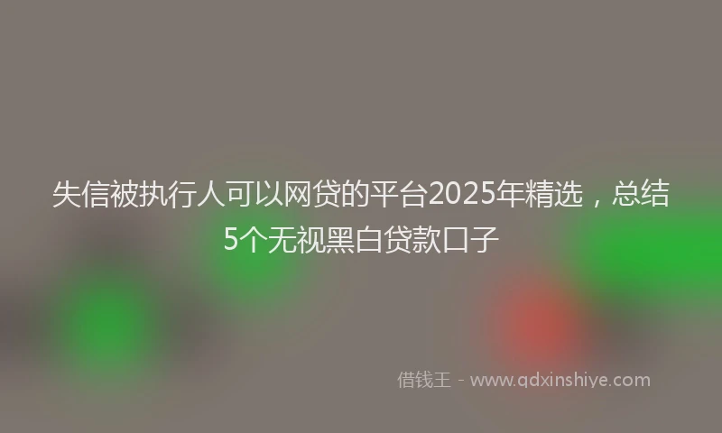 失信被执行人可以网贷的平台2025年精选，总结5个无视黑白贷款口子