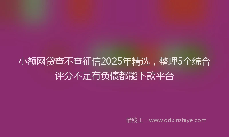 小额网贷查不查征信2025年精选，整理5个综合评分不足有负债都能下款平台