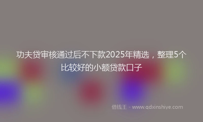 功夫贷审核通过后不下款2025年精选，整理5个比较好的小额贷款口子