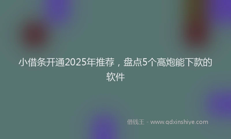 小借条开通2025年推荐，盘点5个高炮能下款的软件