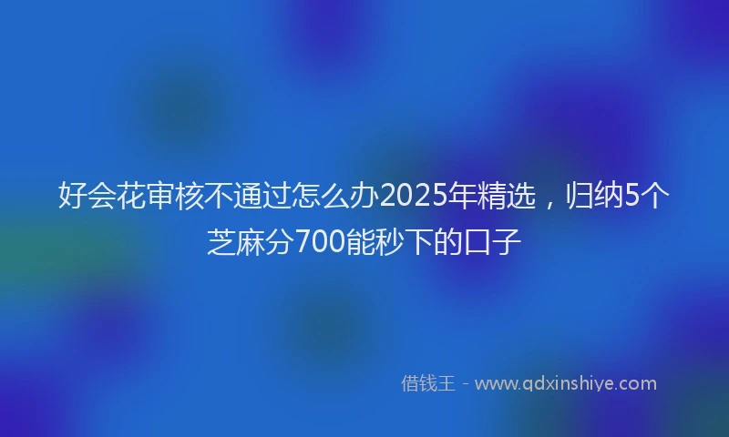 好会花审核不通过怎么办2025年精选，归纳5个芝麻分700能秒下的口子