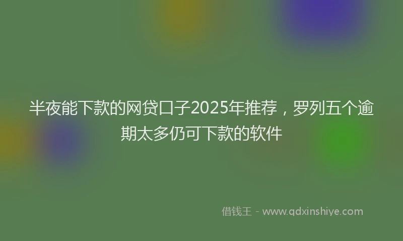 半夜能下款的网贷口子2025年推荐，罗列五个逾期太多仍可下款的软件