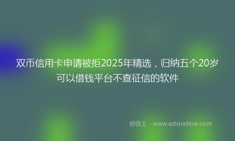 双币信用卡申请被拒2025年精选，归纳五个20岁可以借钱平台不查征信的软件