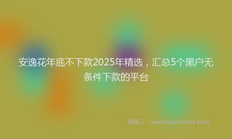 安逸花年底不下款2025年精选，汇总5个黑户无条件下款的平台