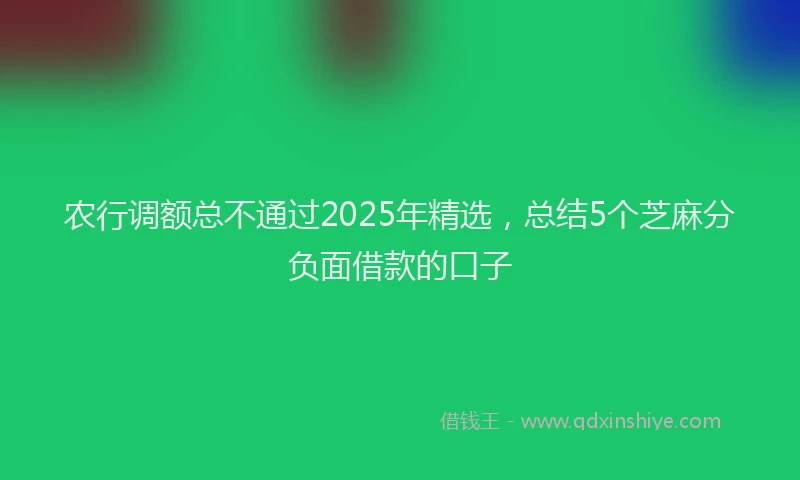 农行调额总不通过2025年精选，总结5个芝麻分负面借款的口子
