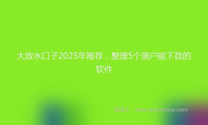 大放水口子2025年推荐，整理5个黑户能下款的软件