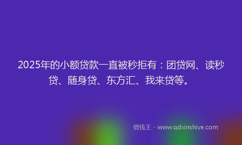 2025年的小额贷款一直被秒拒有：团贷网、读秒贷、随身贷、东方汇、我来贷等。