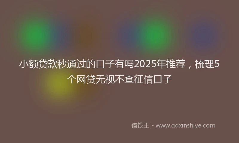 小额贷款秒通过的口子有吗2025年推荐，梳理5个网贷无视不查征信口子