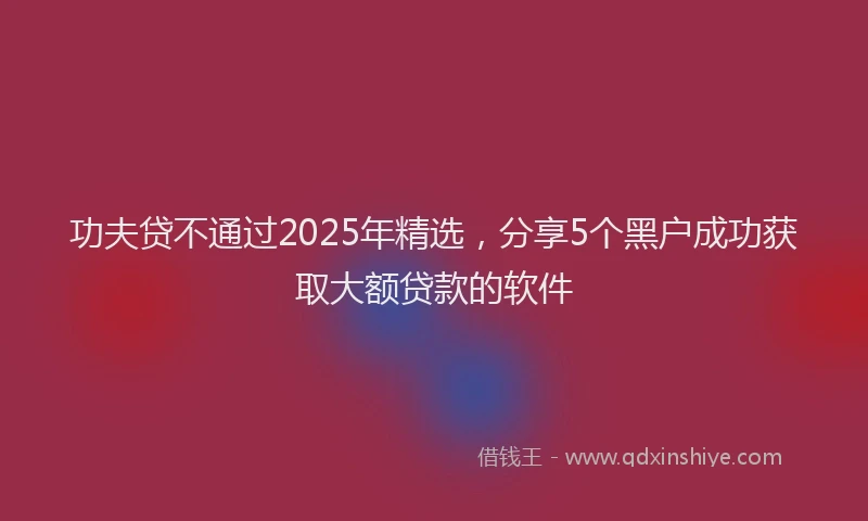 功夫贷不通过2025年精选，分享5个黑户成功获取大额贷款的软件