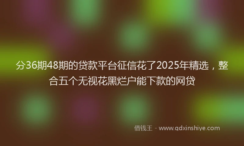 分36期48期的贷款平台征信花了2025年精选，整合五个无视花黑烂户能下款的网贷