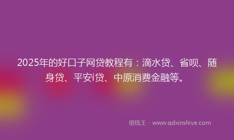2025年的好口子网贷教程有：滴水贷、省呗、随身贷、平安i贷、中原消费金融等。