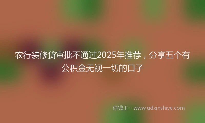 农行装修贷审批不通过2025年推荐，分享五个有公积金无视一切的口子