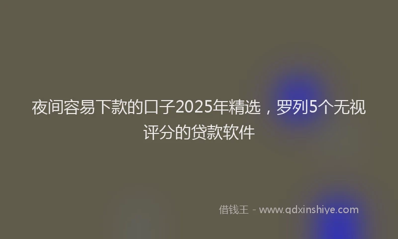 夜间容易下款的口子2025年精选，罗列5个无视评分的贷款软件