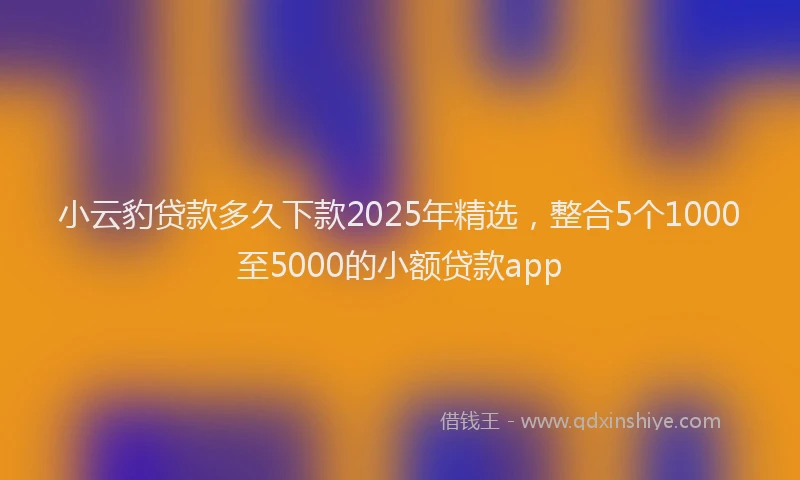 小云豹贷款多久下款2025年精选，整合5个1000至5000的小额贷款app