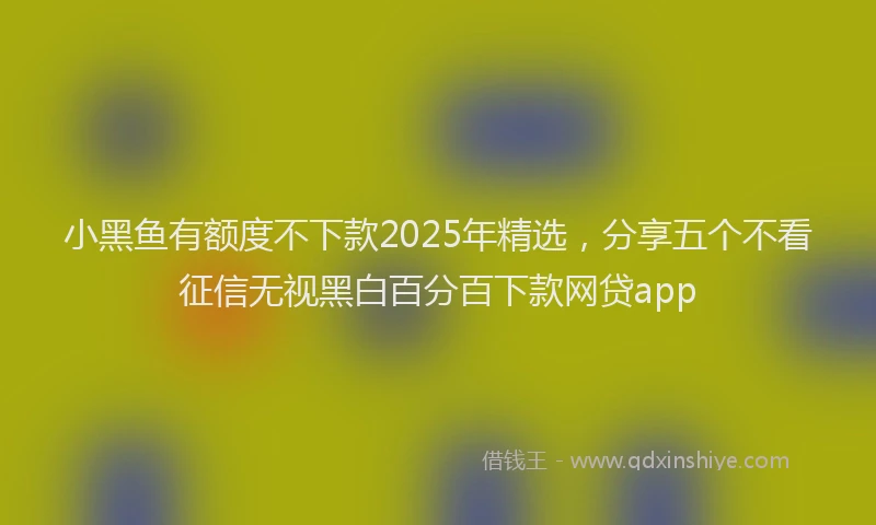 小黑鱼有额度不下款2025年精选，分享五个不看征信无视黑白百分百下款网贷app