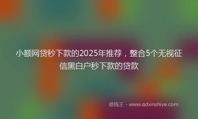 小额网贷秒下款的2025年推荐，整合5个无视征信黑白户秒下款的贷款
