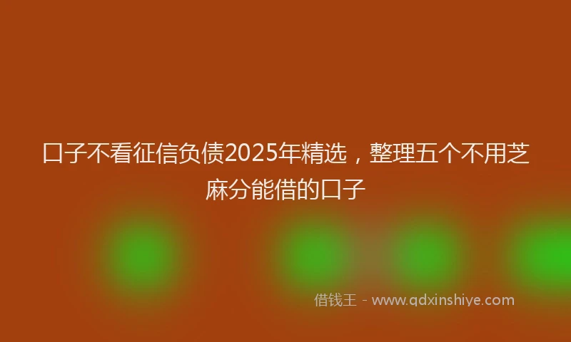 口子不看征信负债2025年精选，整理五个不用芝麻分能借的口子