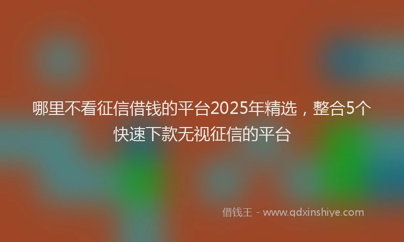 哪里不看征信借钱的平台2025年精选，整合5个快速下款无视征信的平台