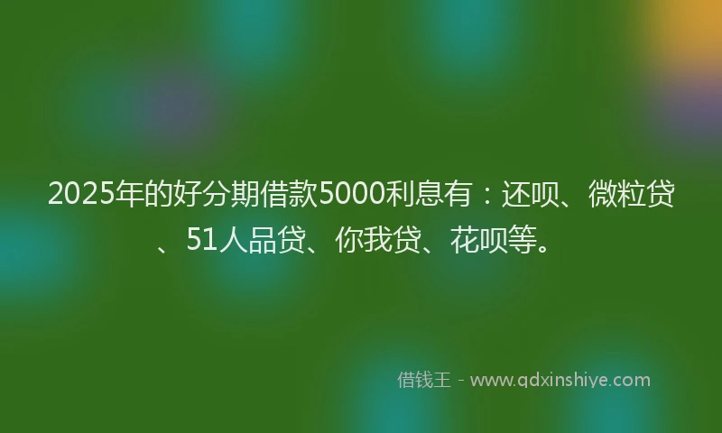 2025年的好分期借款5000利息有：还呗、微粒贷、51人品贷、你我贷、花呗等。