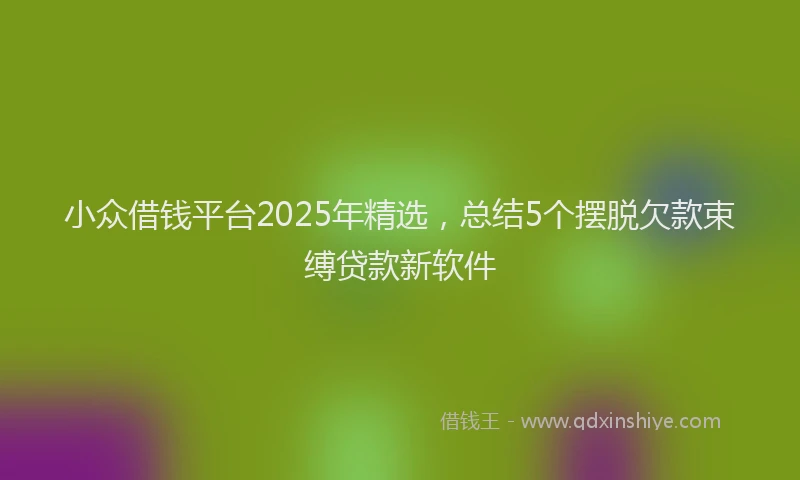 小众借钱平台2025年精选，总结5个摆脱欠款束缚贷款新软件