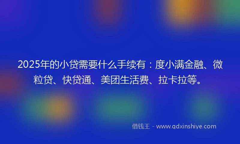 2025年的小贷需要什么手续有：度小满金融、微粒贷、快贷通、美团生活费、拉卡拉等。