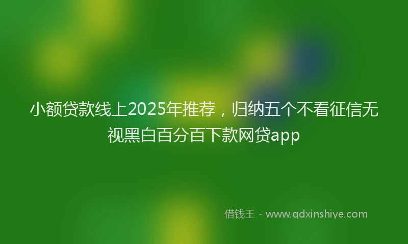 小额贷款线上2025年推荐，归纳五个不看征信无视黑白百分百下款网贷app