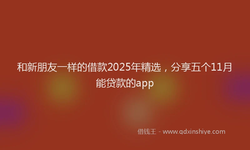 和新朋友一样的借款2025年精选，分享五个11月能贷款的app