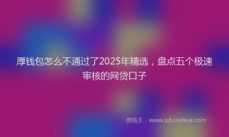 厚钱包怎么不通过了2025年精选，盘点五个极速审核的网贷口子