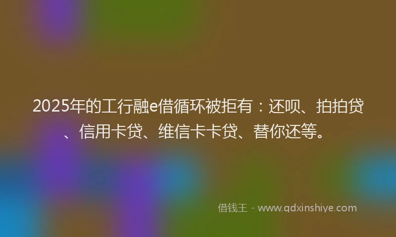 2025年的工行融e借循环被拒有：还呗、拍拍贷、信用卡贷、维信卡卡贷、替你还等。