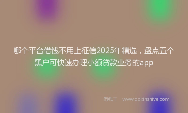哪个平台借钱不用上征信2025年精选，盘点五个黑户可快速办理小额贷款业务的app