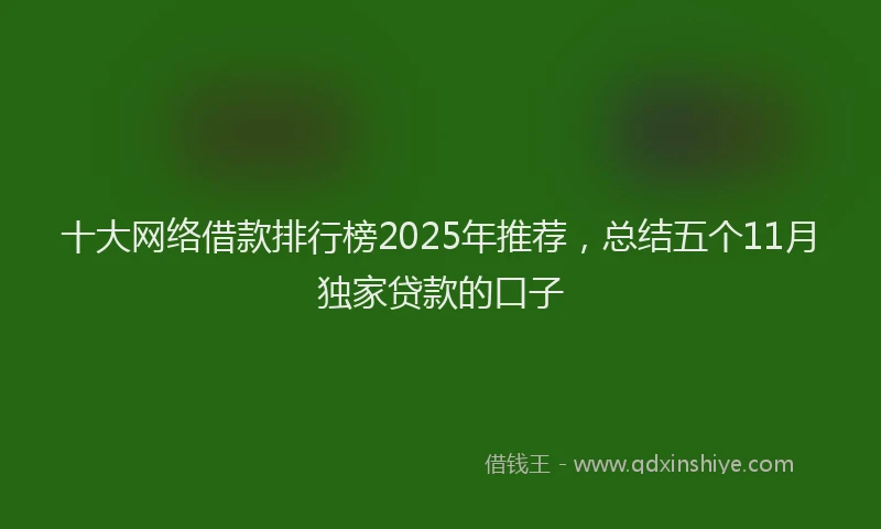 十大网络借款排行榜2025年推荐，总结五个11月独家贷款的口子