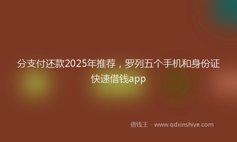 分支付还款2025年推荐，罗列五个手机和身份证快速借钱app