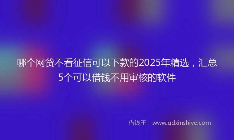 哪个网贷不看征信可以下款的2025年精选，汇总5个可以借钱不用审核的软件