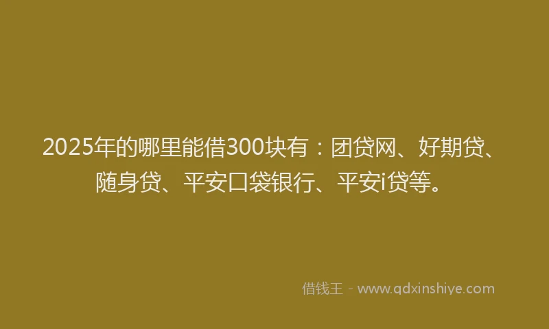 2025年的哪里能借300块有：团贷网、好期贷、随身贷、平安口袋银行、平安i贷等。