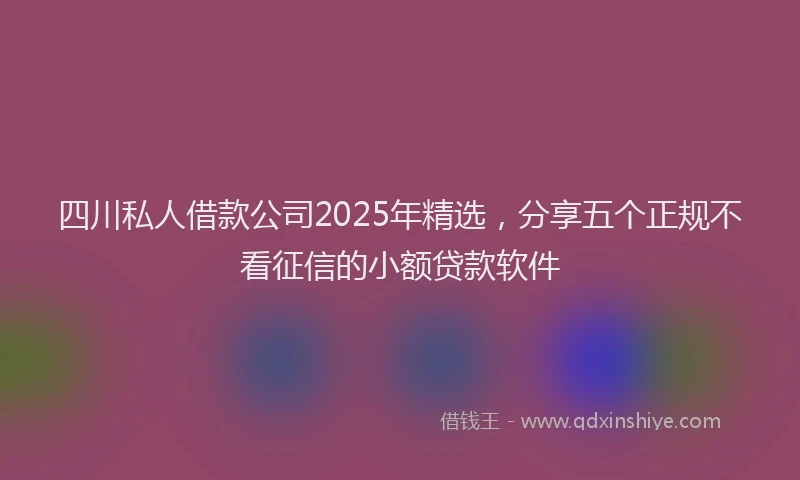 四川私人借款公司2025年精选，分享五个正规不看征信的小额贷款软件