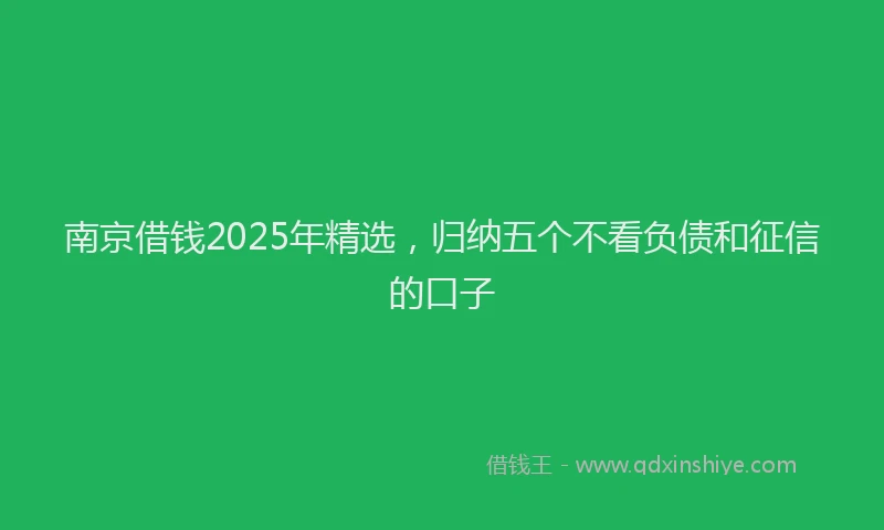 南京借钱2025年精选，归纳五个不看负债和征信的口子