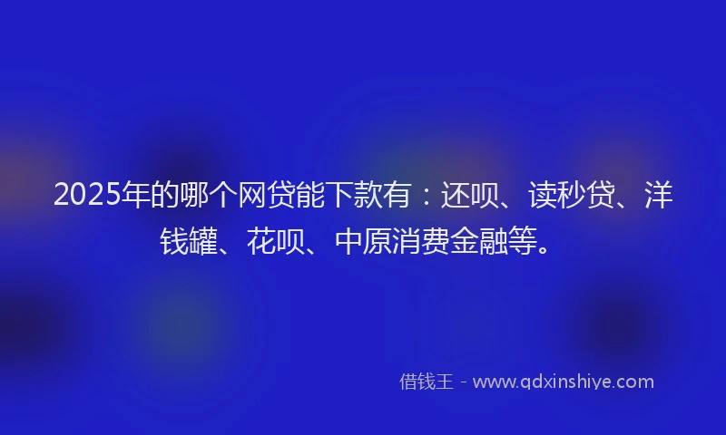 2025年的哪个网贷能下款有：还呗、读秒贷、洋钱罐、花呗、中原消费金融等。