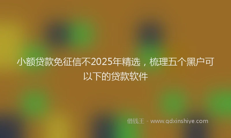 小额贷款免征信不2025年精选，梳理五个黑户可以下的贷款软件