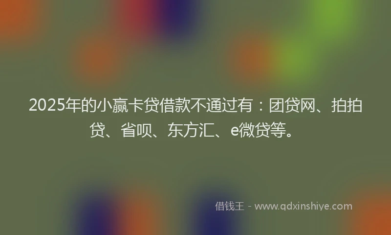 2025年的小赢卡贷借款不通过有：团贷网、拍拍贷、省呗、东方汇、e微贷等。