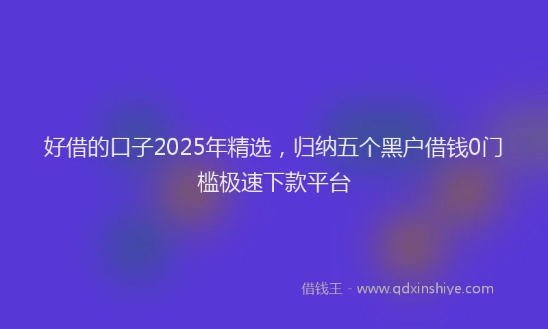 好借的口子2025年精选，归纳五个黑户借钱0门槛极速下款平台