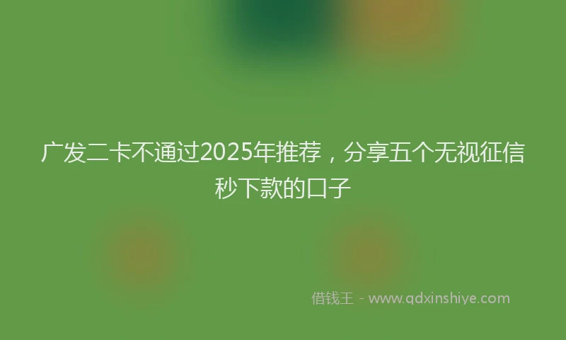 广发二卡不通过2025年推荐，分享五个无视征信秒下款的口子