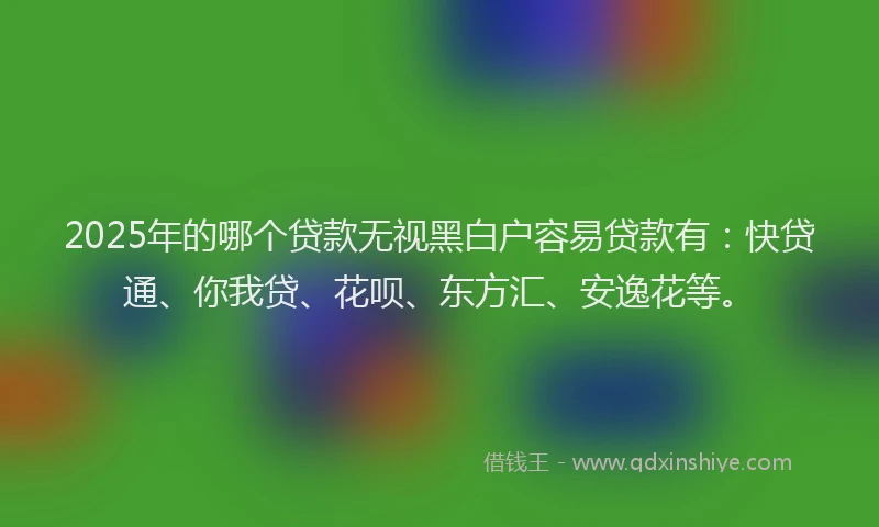 2025年的哪个贷款无视黑白户容易贷款有：快贷通、你我贷、花呗、东方汇、安逸花等。